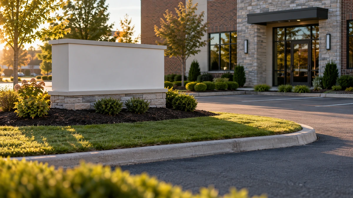 A freshly mown front lawn with clean stripes in front of a single story home in Huntersville